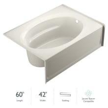 60" x 42" Signature Three Wall Alcove Soaking Bathtub with Right Drain, Tiling Flange, and Skirt
