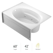 60" x 42" Signature Three Wall Alcove Whirlpool Bathtub with 6 Jets, Air Controls, RapidHeat Water Heater, Tiling Flange, Skirt, Left Drain, and Right Pump - with Cleanline Technology