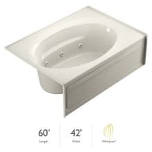 60" x 42" Signature Three Wall Alcove Whirlpool Bathtub with 6 Jets, Air Controls, RapidHeat Water Heater, Tiling Flange, Skirt, Right Drain, and Left Pump - with CleanLine Technology