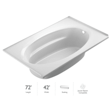 Signature 72" Drop In Soaking Bathtub with Tiling Flange, and Right Drain