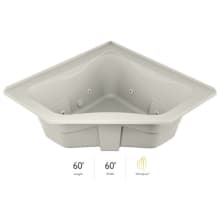 60" x 60" Signature Corner Whirlpool Bathtub with 6 Jets, Air Controls, Tiling Flange, Center Drain and Left Pump