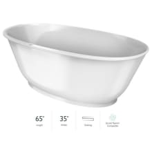 Karina 65" Free Standing Stone Composite Soaking Tub with Center Drain, Pop-Up Drain Assembly and Overflow