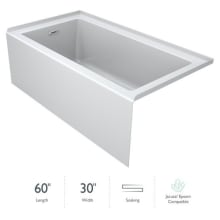 Linea 60" x 30" Acrylic Soaking Bathtub for Three Wall Alcove Installation with Right Drain
