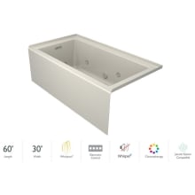 Linea 60" x 30" Three Wall Alcove Whirlpool Bathtub with Left Drain, Heater, and Whisper+ Technology™