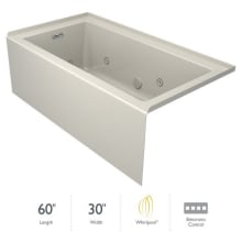 Linea 60" x 30" Acrylic Whirlpool Bathtub for Three Wall Alcove Installation with Left Drain