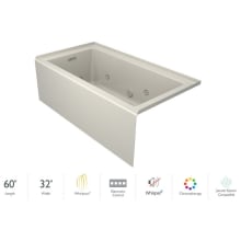 Linea 60" x 30" Three Wall Alcove Whirlpool Bathtub with Right Drain, Heater, and Whisper+ Technology™