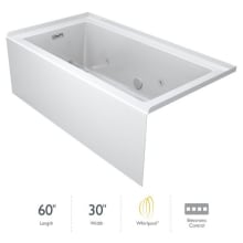 Linea 60" x 30" Acrylic Whirlpool Bathtub for Three Wall Alcove Installation with Right Drain