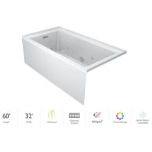 Linea 60" x 32" Three Wall Alcove Whirlpool Bathtub with Left Drain, Heater, and Whisper+ Technology™