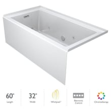 Linea 60" x 32" Whirlpool Alcove Bathtub with Chromatherapy, Heater, Right Drain and Basic Controls