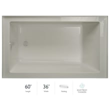 Linea 60" x 36" Acrylic Soaking Bathtub for Three Wall Alcove Installation with Left Drain