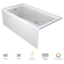 Linea 60" x 36" Three Wall Alcove Acrylic Skirted Whirlpool Tub with Left Drain, Heater and Chromatherapy - Less Drain Assembly and Overflow