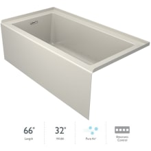 Linea 66" Three Wall Alcove Acrylic Air Bath Tub with Right Drain Location and Overflow