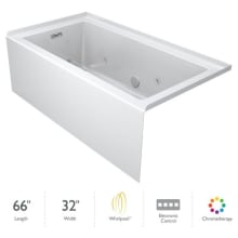 Linea 66" Three Wall Alcove Acrylic Whirlpool Tub with Chromatherapy, Heater, Left Drain Location, and Overflow