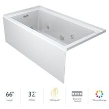 Linea 66" Three Wall Alcove Acrylic Whirlpool Tub with Chromatherapy, Heater, Right Drain Location, and Overflow