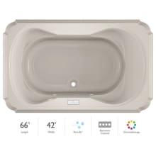 Marineo 66" Pure Air Bathtub for Drop In Installation with Center Drain and Chromatherapy Technology - Luxury Controls