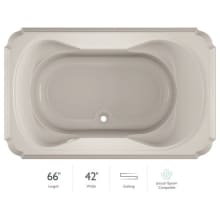 Marineo 66" Soaking Bathtub for Drop In Installation with Center Drain