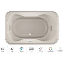 Marineo 66" Salon Spa Bathtub for Drop In Installation with Center Drain and Chromatherapy / Whisper Technology™ - Luxury Controls