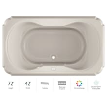 Marineo 72" Soaking Bathtub for Drop In Installation with Center Drain and Chromatherapy Technology