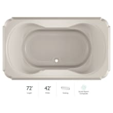 Marineo 72" Soaking Bathtub for Drop In Installation with Center Drain