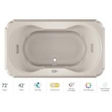 Marineo 72" Salon Spa Bathtub for Drop In Installation with Center Drain and Chromatherapy - Luxury LCD Controls