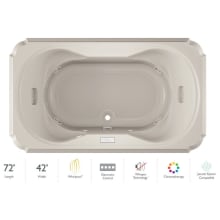 Marineo 72" Whirlpool Bathtub for Drop In Installation with Center Drain and Chromatherapy / Whisper Technology™ - Luxury Controls
