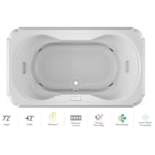 Marineo 72" Whirlpool Bathtub for Drop In Installation with Center Drain and Illumatherapy / Whisper Technology™ - Luxury Controls