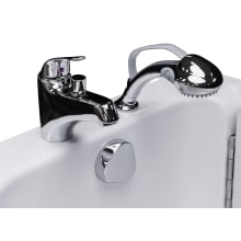 Fast-Fill Deck Mounted Roman Tub Filler with Lever Handle and Built-In Diverter - Includes Personal Hand Shower
