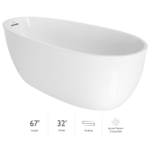 Signature 67" Free Standing Acrylic Soaking Tub with Reversible Drain, Drain Assembly and Overflow