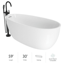 Signature 60" Free Standing Acrylic Soaking Tub with Matte Black Free Standing Tub Filler and Handshower, Reversible Drain, Drain Assembly and Overflow
