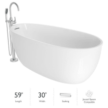 Signature 60" Free Standing Acrylic Soaking Tub with Brushed Nickel Free Standing Tub Filler and Handshower, Reversible Drain, Drain Assembly and Overflow