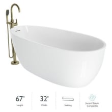 Signature 67" Free Standing Acrylic Soaking Tub with Reversible Drain, Drain Assembly and Overflow - Includes Floor Mounted Tub Filler with Hand Shower