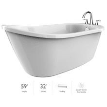 Piccolo 59" Free Standing Soaking Bathtub with MX22827 Tub Filler Faucet and Reversible Drain