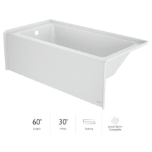 Signature 60" Alcove Acrylic Soaking Tub with Left Drain and Overflow