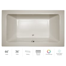 66" x 36" Sia® Drop In Soaking Bathtub with Basic Controls, Chromatherapy and Center Drain