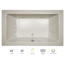 66" x 36" Sia® Drop In Luxury Whirlpool Bathtub with 13 Jets, Luxury Controls, Chromatherapy, Heater, Center Drain and Right Pump