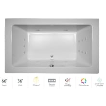 66" x 36" Sia&reg; Drop In Luxury Whirlpool Bathtub with 13 Jets, Luxury Controls, Chromatherapy, Heater, Center Drain and Right Pump
