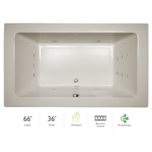 66" x 36" Sia&reg; Drop In Luxury Whirlpool Bathtub with 13 Jets, Luxury Controls, Illumatherapy, Heater, Center Drain and Right Pump
