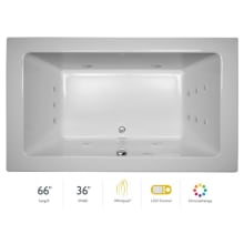 66" x 36" Sia&reg; Drop In Luxury Whirlpool Bathtub with 13 Jets, LCD Controls, Chromatherapy, Heater, Center Drain and Right Pump