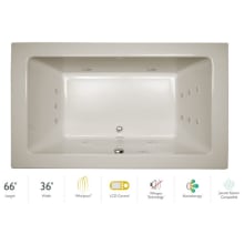 66" x 36" Sia&reg; Drop In Luxury Whirlpool Bathtub with 13 Jets, LCD Controls, Illumatherapy, Heater, Center Drain and Right Pump