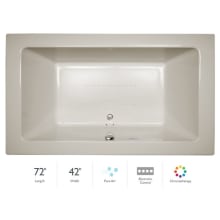 72" x 42" Sia&reg; Drop In Luxury Pure Air&reg; Bathtub with Luxury Controls, Chromatherapy, Center Drain and Right Blower