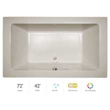 72" x 42" Sia&reg; Drop In Luxury Pure Air&reg; Bathtub with LCD Controls, Chromatherapy, Center Drain and Right Blower