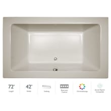 72" x 42" Sia® Drop In Soaking Bathtub with Basic Controls, Chromatherapy and Center Drain