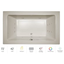 72" x 42" Sia&reg; Drop In Luxury Whirlpool Bathtub with 13 Jets, Luxury Controls, Chromatherapy, Heater, Center Drain and Right Pump
