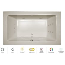 72" x 42" Sia&reg; Drop In Luxury Whirlpool Bathtub with 13 Jets, LCD Controls, Chromatherapy, Heater, Center Drain and Right Pump