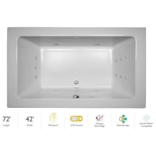 72" x 42" Sia&reg; Drop In Luxury Whirlpool Bathtub with 13 Jets, LCD Controls, Illumatherapy, Heater, Center Drain and Right Pump