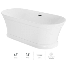 Serafina 67" Free Standing Acrylic Tub with Center Drain, Drain Assembly, and Overflow