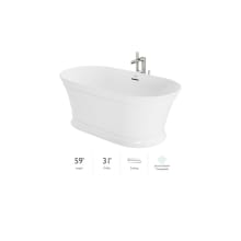 Serafina 59" Free Standing Soaking Tub with Center Drain, Drain Assembly and Overflow - Includes Floor Mounted Tub Filler with Hand Shower