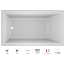 66" x 36" Solna™ Drop-In/Undermount Luxury Soaking Bathtub with Chromatherapy, Basic Controls and Reversible Drain Placement