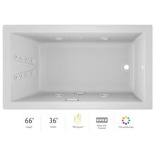 66" x 36" Solna™ Drop-In/Undermount Luxury Whirlpool Bathtub with Luxury Controls, Chromatherapy, Heater and Right Drain