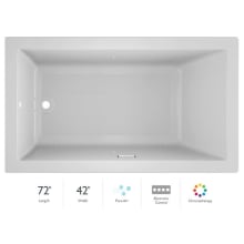 72" x 42" Solna™ Drop-In/Undermount Luxury Pure Air® Bathtub with Luxury Controls, Chromatherapy and Left Drain